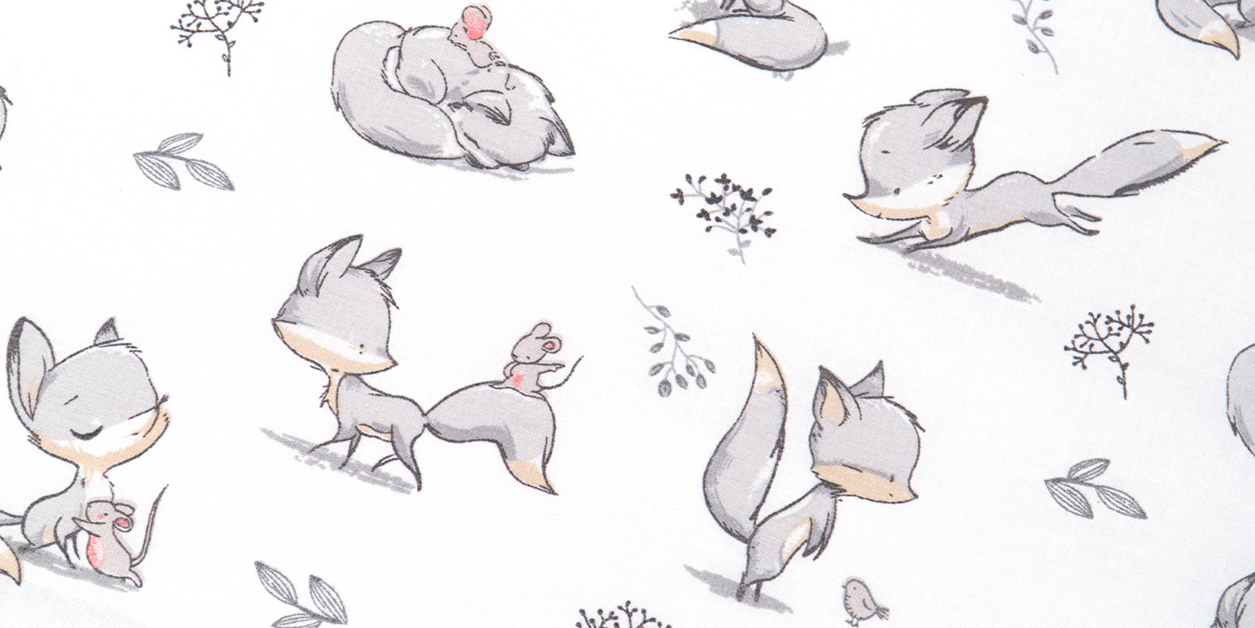 Pościel 100x160 cm 100% bawełna liski szare